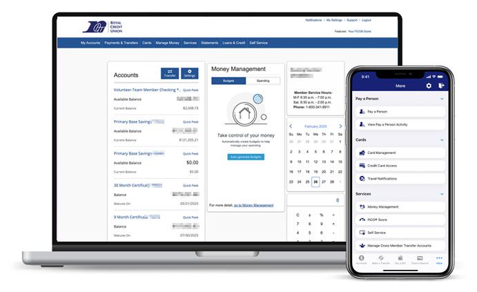 Photo of laptop and iphone with RCU online banking tools