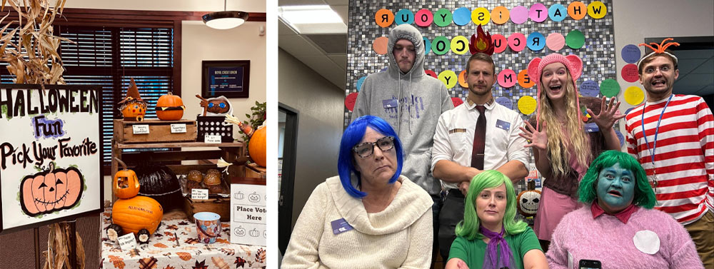 Team members dressed up for halloween