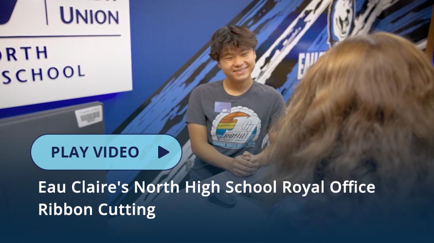 Student at North High School working as a teller