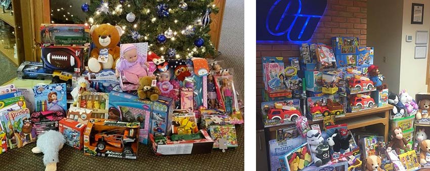 Photo of a lobby with gifts on a table