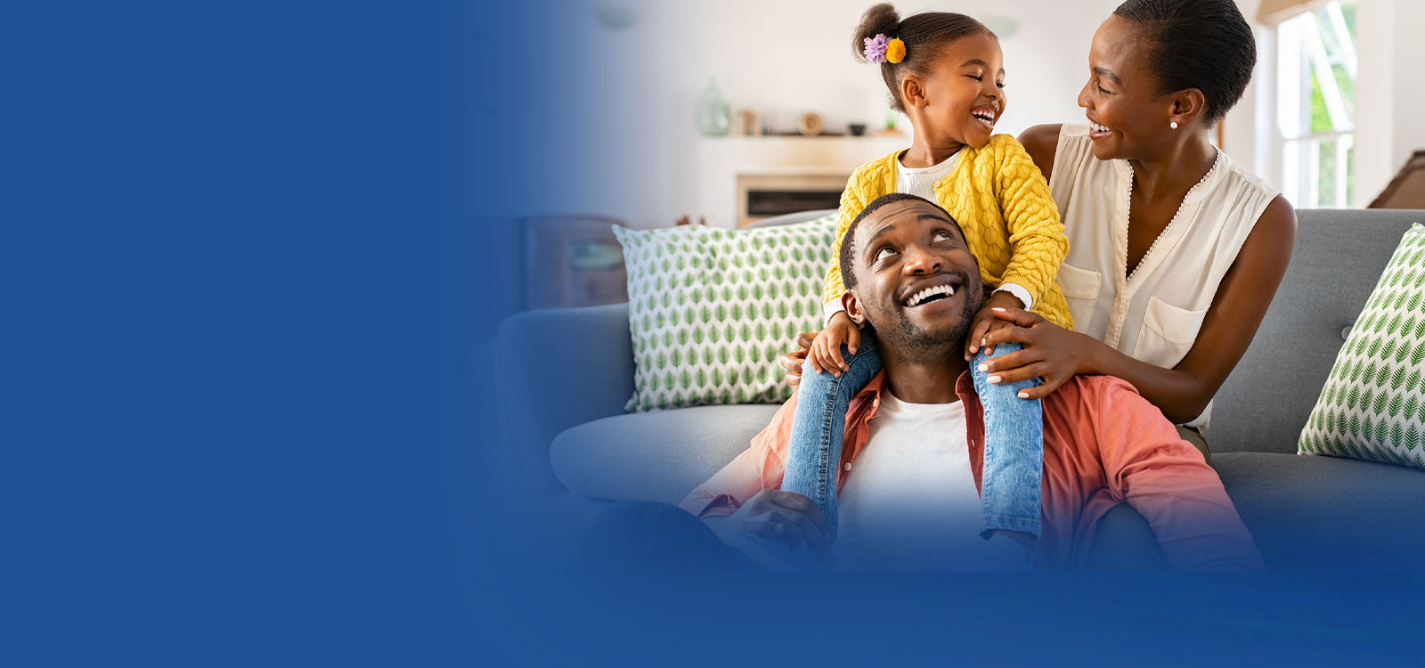 Photo of family having fun in their living room