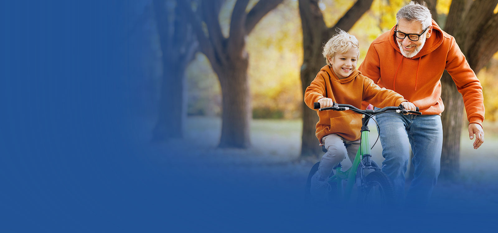 Father and son riding a bike